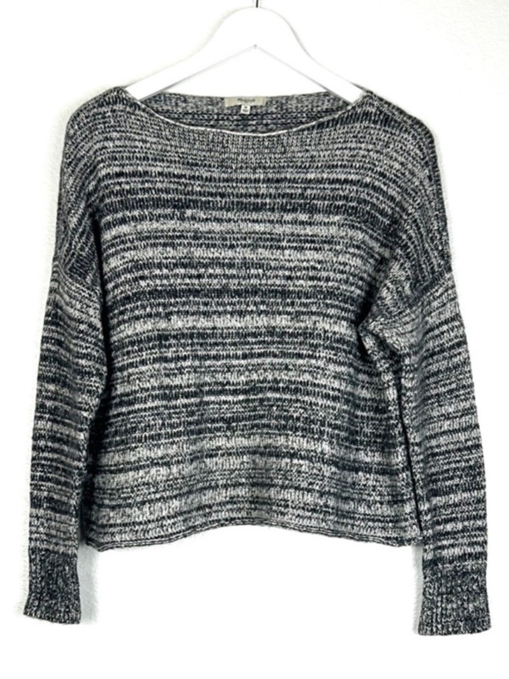 Madewell knit mohair yak wool marl cropped drop hem sleeve sweater size M medium